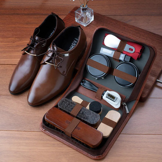 Leather shoes brush leather care set.